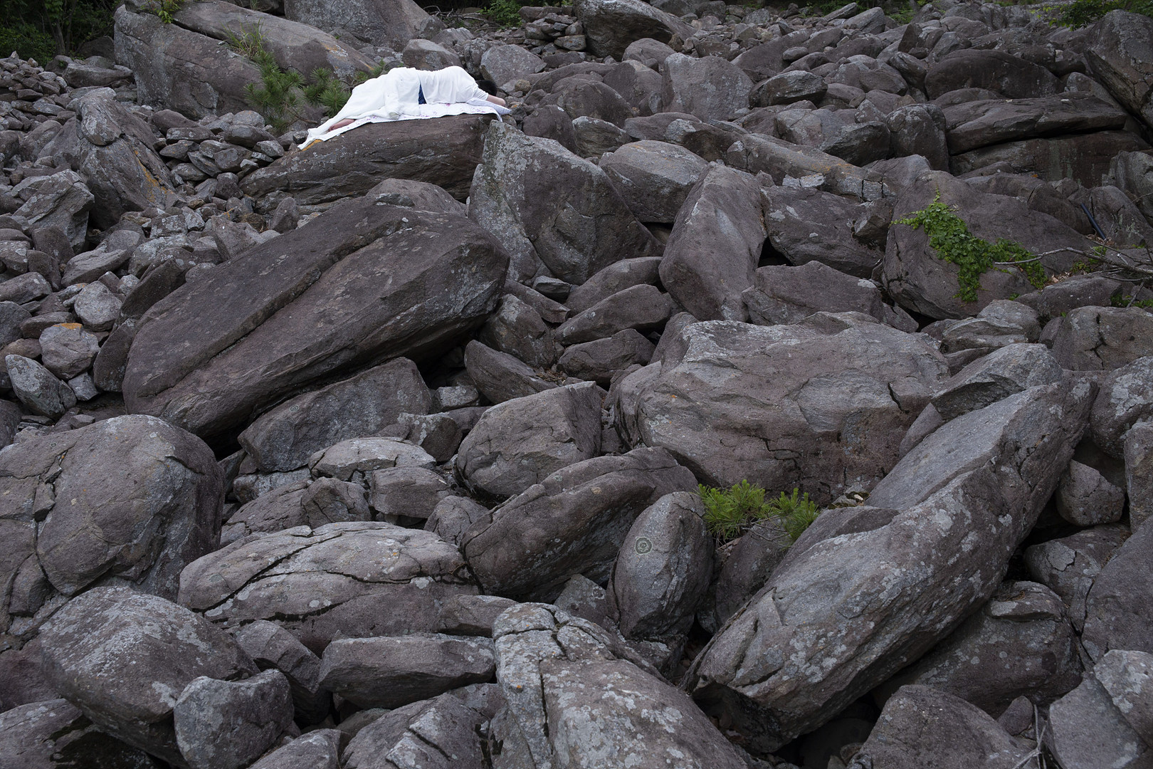 산속-단단한-바위-위에서-잠듦